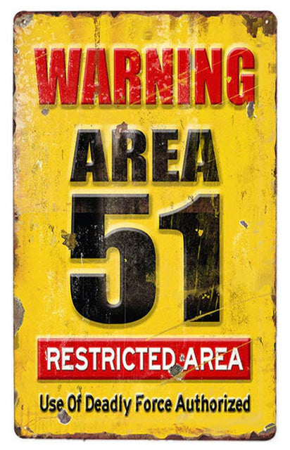 Area 51 – Restricted Area sign | Tin – Metal vintage decorative retro plate