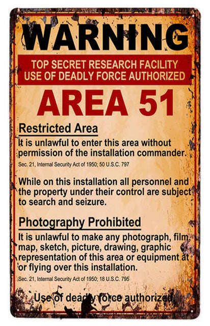 Area 51 – Restricted Area | Tin – Metal vintage decorative retro plate