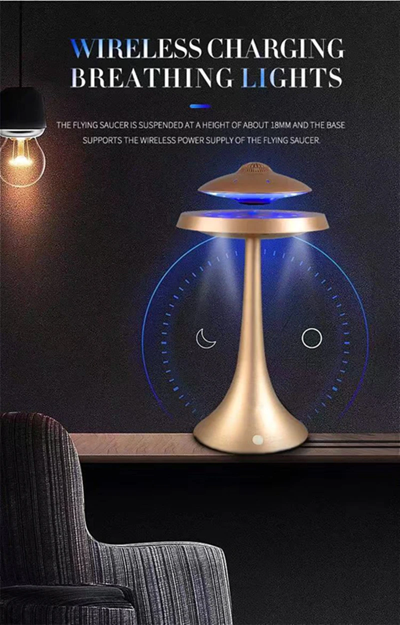 Anti-Gravity Flying Saucer Magnetic Floating HQ Bluetooth's Speaker & Lamp