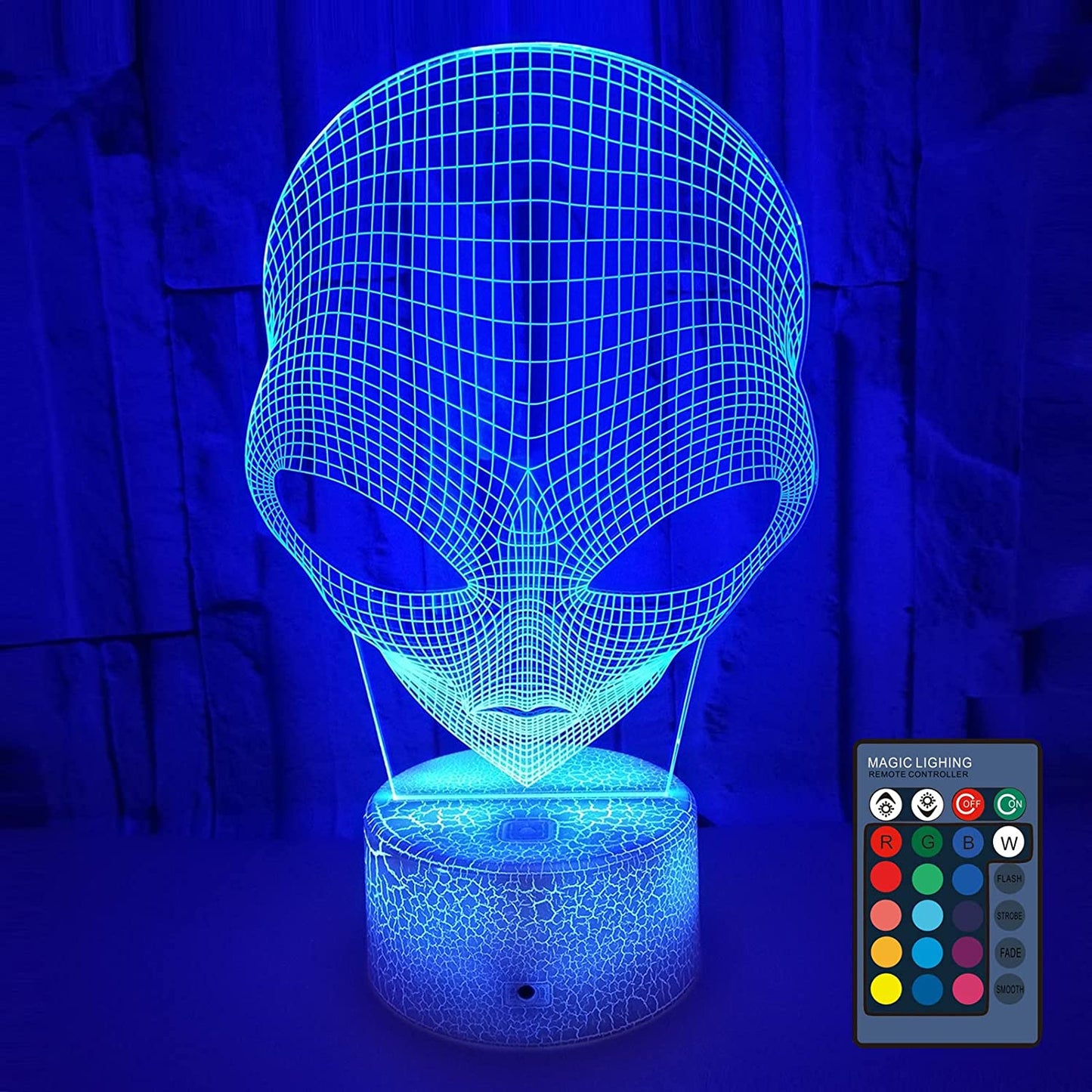 Alien 3D Hologram Illusion Unique Lamp - Acrylic Night Light With 7 Colors