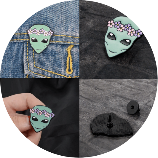 Alien brooch - label pin